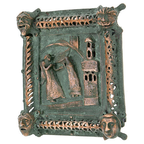 Alloy tile of the Annonciation with hook, San Zeno of Verona, 11 cm 2