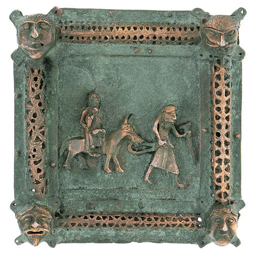 Kachel von San Zeno aus Verona mit Darstellung der Flucht aus Ägyptenaus Legierung mit Haken, 11 cm 1