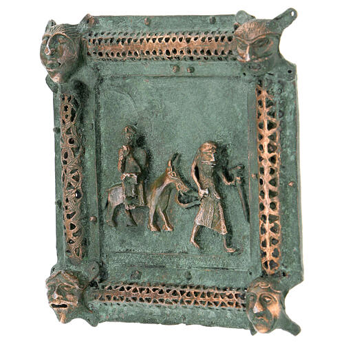 Kachel von San Zeno aus Verona mit Darstellung der Flucht aus Ägyptenaus Legierung mit Haken, 11 cm 2