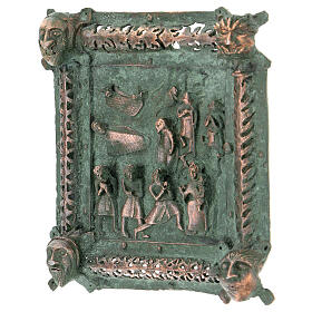 Kachel von San Zeno aus Verona mit Christi Geburt, Hirten und den Heiligen Drei Kőnigen aus Legierung mit Haken, 11 cm