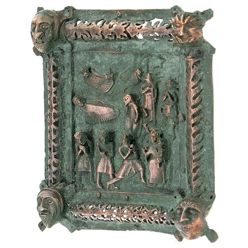 Kachel von San Zeno aus Verona mit Christi Geburt, Hirten und den Heiligen Drei Kőnigen aus Legierung mit Haken, 11 cm 1