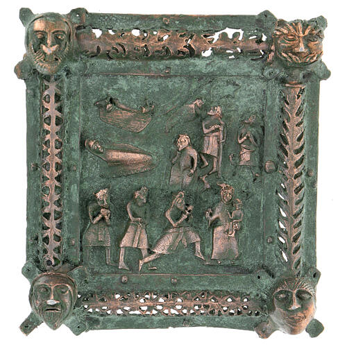 Kachel von San Zeno aus Verona mit Christi Geburt, Hirten und den Heiligen Drei Kőnigen aus Legierung mit Haken, 11 cm 4