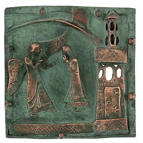 Kachel von San Zeno aus Verona mit Darstellung der Verkűndigung aus Legierung und mit Haken, 15 cm