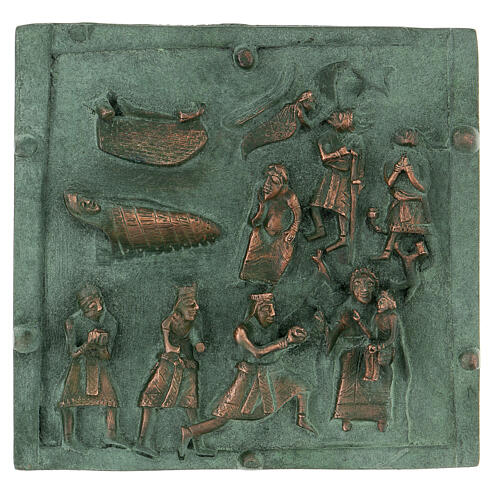 Kachel von San Zeno aus Verona mit Christi Geburt, Hirten und den Heiligen Drei Kőnigen aus Legierung mit Haken, 15 cm 1