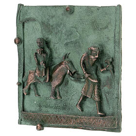 Kachel von San Zeno aus Verona mit Darstellung der Flucht aus Ägyptenaus Legierung mit Haken, 15 cm