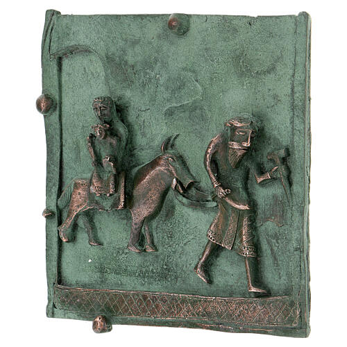 Kachel von San Zeno aus Verona mit Darstellung der Flucht aus Ägyptenaus Legierung mit Haken, 15 cm 2