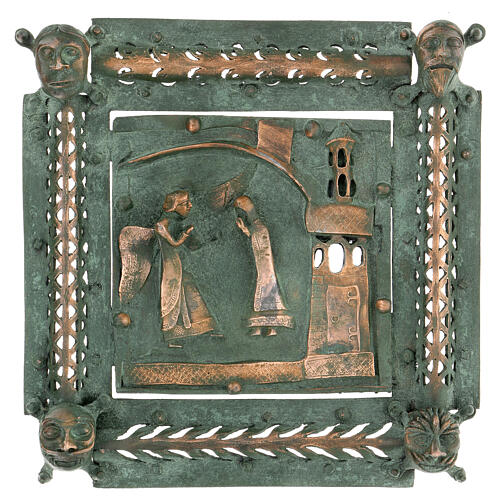 Bas-relief of the Annonciation with hook, alloy tile of San Zeno of Verona, 22 cm 1