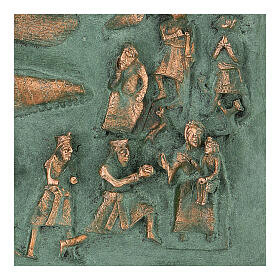 Kachel von San Zeno aus Verona mit Christi Geburt, Hirten und den Heiligen Drei Kőnigen aus Legierung mit Haken, 22 cm