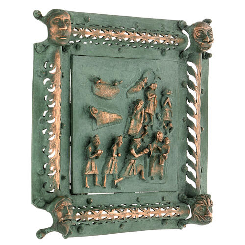 Kachel von San Zeno aus Verona mit Christi Geburt, Hirten und den Heiligen Drei Kőnigen aus Legierung mit Haken, 22 cm 3