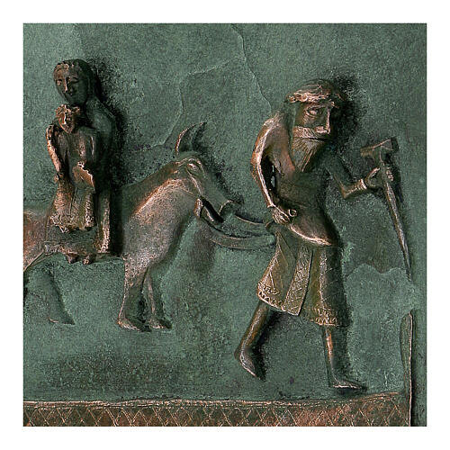 Bas-relief of the Flight from Egypt with hook, alloy tile of San Zeno of Verona, 22 cm 2