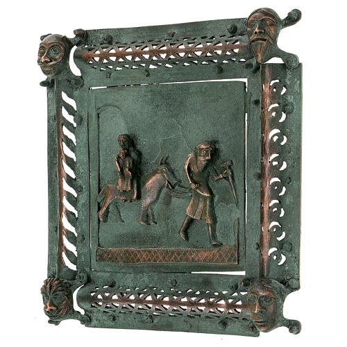 Bas-relief of the Flight from Egypt with hook, alloy tile of San Zeno of Verona, 22 cm 3
