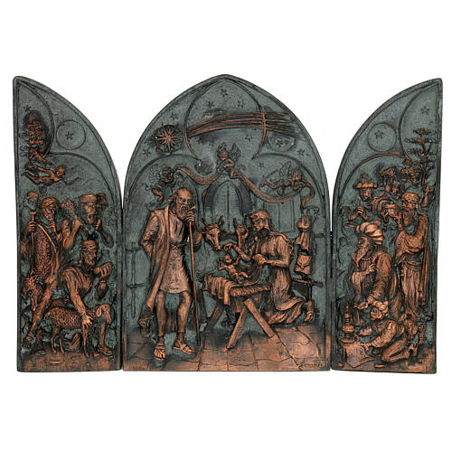 Triptychon von Christi Geburt aus Legierung, 19 cm 1