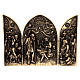 Triptych Nativity scene in golden marble dust 19 cm s1