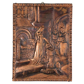 Quadro investitura cavaliere principessa rame 45x35
