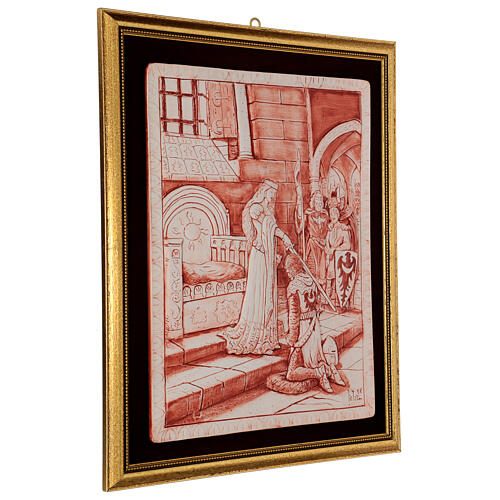 Tableau investiture de chevalier plâtre 55x45 cm 3