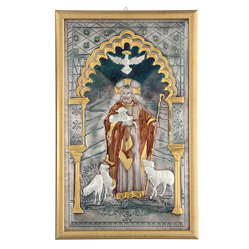 Quadro Buon Pastore rame cesellato  1