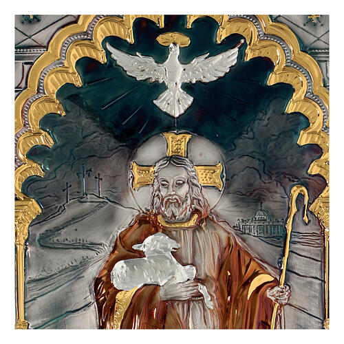 Quadro Buon Pastore rame cesellato  2