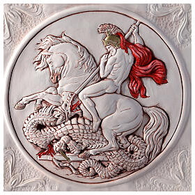 Tableau Saint George et le Dragon verre et plâtre