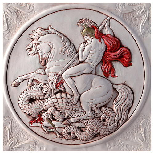 Tableau Saint George et le Dragon verre et plâtre 2