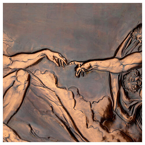 Picture The Creation of Adam bas-relief chiseled copper 5