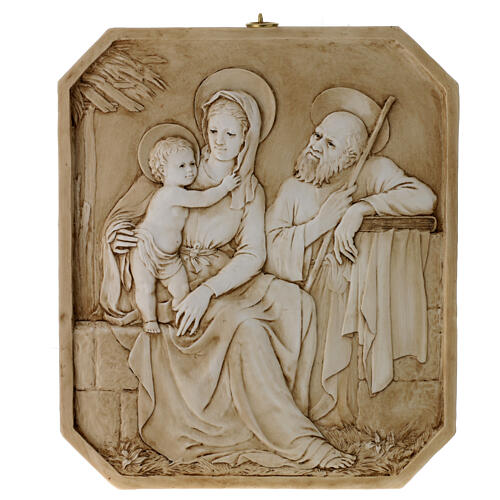 Holy Family resin bas-relief by Lando Landi, 12x10 in 1