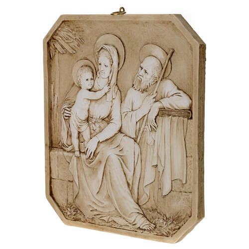 Holy Family resin bas-relief by Lando Landi, 12x10 in 3