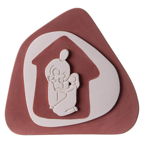 Nativity brown terracotta bas-relief Centro Ave 20x25 cm 1