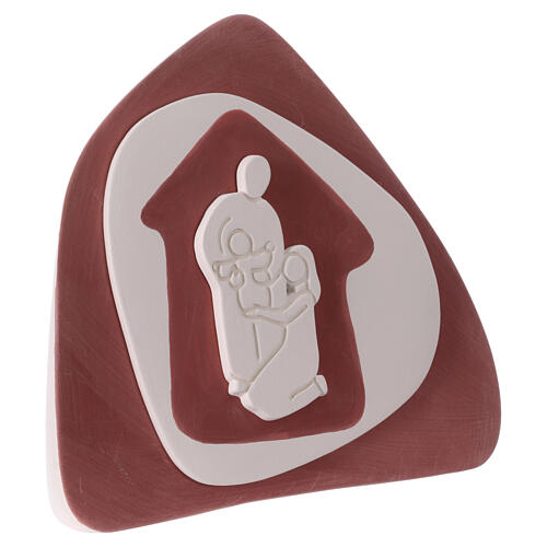 Sacra Famiglia in bassorilievo terracotta marrone Centro Ave 20x20 cm 3