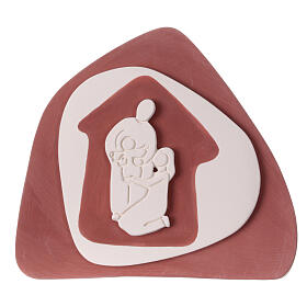 Holy Family in brown terracotta bas-relief Centro Ave 20x20 cm