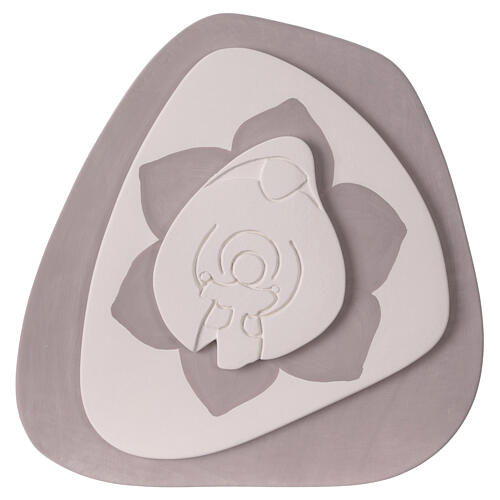 Virgen con Niño bajorrelieve terracota color gris ceniciento Centro Ave 20x20 cm 1