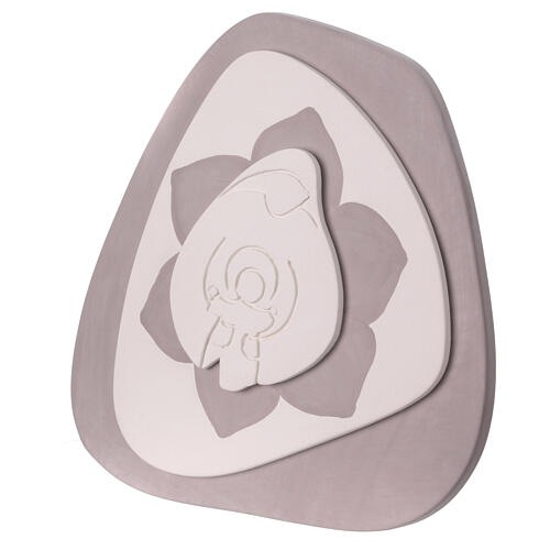 Virgen con Niño bajorrelieve terracota color gris ceniciento Centro Ave 20x20 cm 2