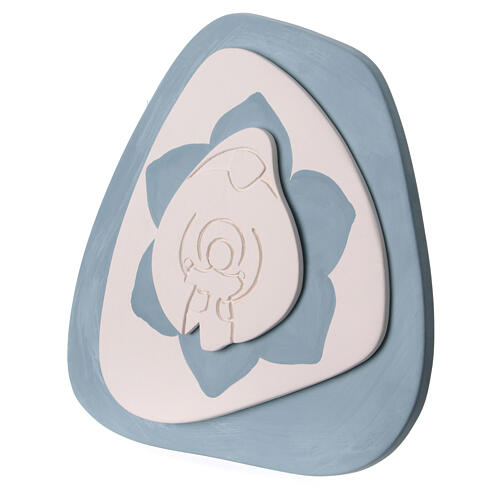 Bassorilievo Madonna con Bambino in terracotta color avio Centro Ave 20x20cm  2