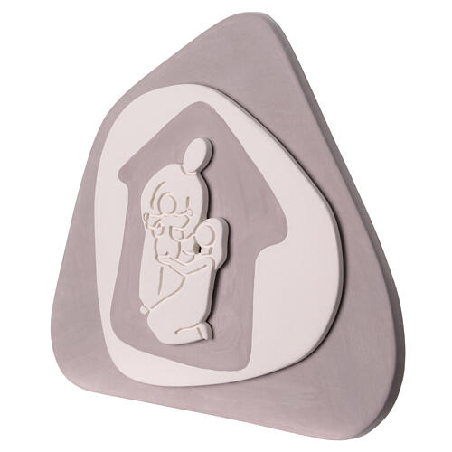 Stylised Nativity Scene bas-relief, dove-coloured terracotta, Centro Ave, 8x8 in 2