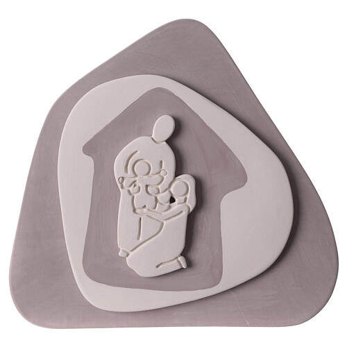 Presepe stilizzato in bassorilievo color tortora Centro Ave 20x20cm  1
