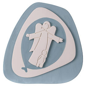 Ángel de la guarda de pared bajorrelieve color azul Centro Ave 20x20 cm