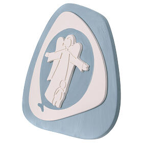 Ángel de la guarda de pared bajorrelieve color azul Centro Ave 20x20 cm