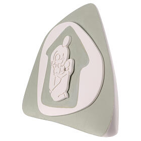 Sauge-green standing Nativity Scene, stylised terracotta bas-relief, Centro Ave, 8x8 in