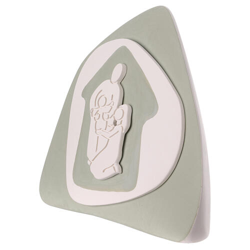 Sauge-green standing Nativity Scene, stylised terracotta bas-relief, Centro Ave, 8x8 in 2