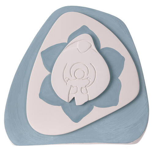 Madonnina da tavolo stilizzata con Bambino color avio Centro Ave 20x20 cm 1