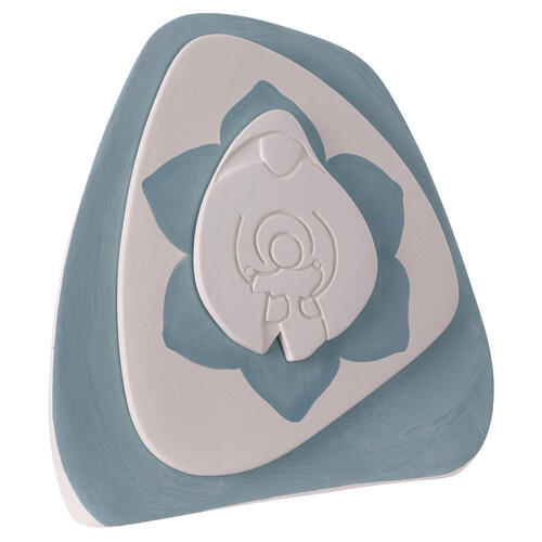 Madonnina da tavolo stilizzata con Bambino color avio Centro Ave 20x20 cm 3