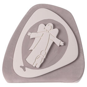 Child with guardian angel in dove-colored terracotta Centro Ave 20x20 cm