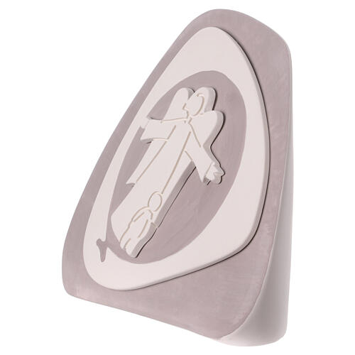 Child with guardian angel in dove-colored terracotta Centro Ave 20x20 cm 2