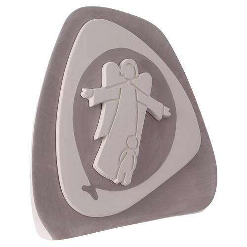Child with guardian angel in dove-colored terracotta Centro Ave 20x20 cm 3
