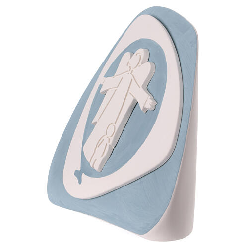 Standing Guardian Angel silhouette, navy-blue terracotta, Centro Ave, 8x8 in 2