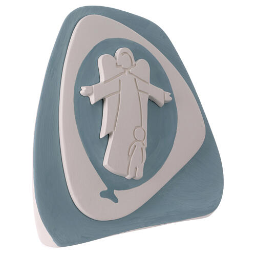 Standing Guardian Angel silhouette, navy-blue terracotta, Centro Ave, 8x8 in 3
