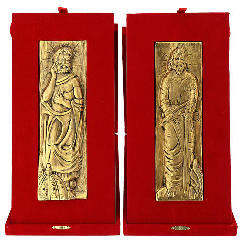 Set of brass plates, St. Peter and St. Paul, 9x3 in 1