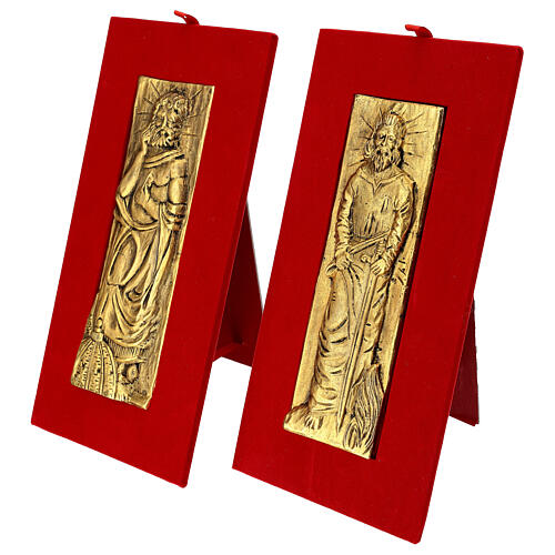 Set of brass plates, St. Peter and St. Paul, 9x3 in 4