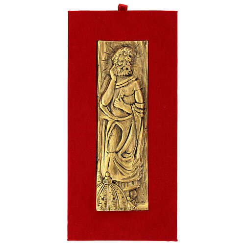 Coppia piastre ottone San Pietro e Paolo 23x7 cm 2