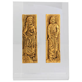 Set of two brass plate with St. Peter and Paul, plexiglass base, 10x16 in