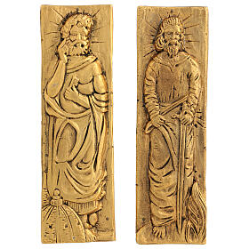 Set of two brass plate with St. Peter and Paul, plexiglass base, 10x16 in